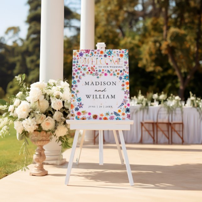 Whimsical Wildflowers Heart Welcome to Our Wedding Foam Board (Creator Uploaded)