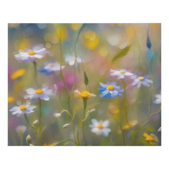 Whimsical Wildflowers In The Wind Faux Canvas Print (Front)