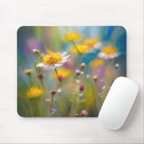 Whimsical Wildflowers In The Wind Mouse Pad