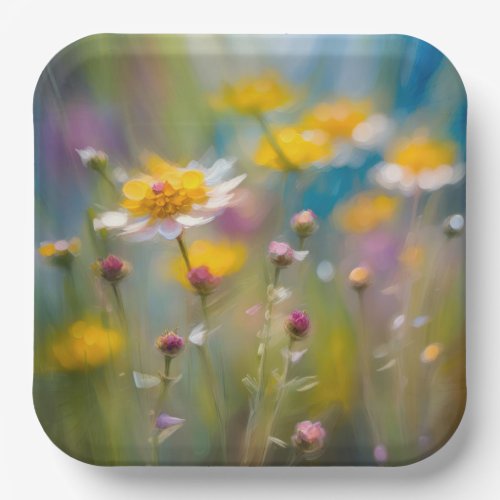 Whimsical Wildflowers In The Wind Paper Plates