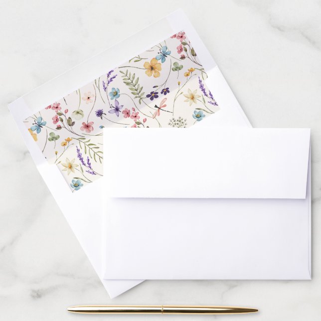 Whimsical Wildflowers Meadow Wedding  Envelope Liner (Desk)