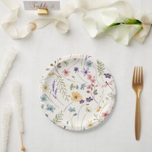 Whimsical Wildflowers Meadow Wedding  Paper Plates
