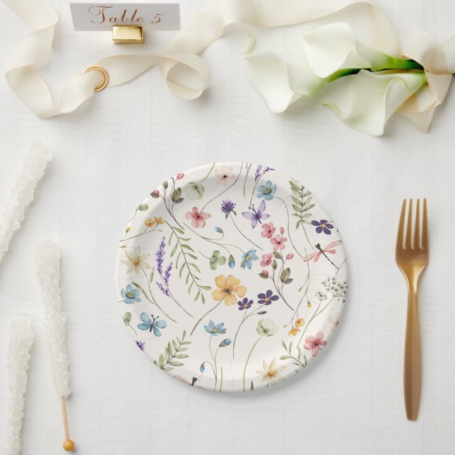 Whimsical Wildflowers Meadow Wedding  Paper Plates (Wedding)
