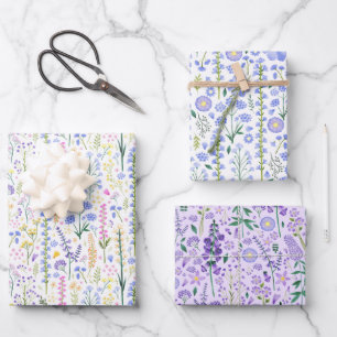 Whimsical Wildflowers Pretty Spring Pattern Wrapping Paper Sheets