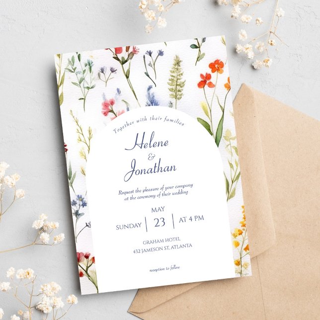 Whimsical Wildflowers Watercolor Elegant Wedding Invitation (Whimsical Wildflowers Watercolor Elegant Wedding Invitation)