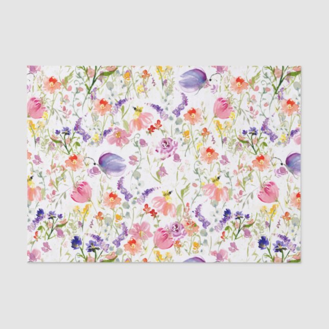 Whimsical Wildflowers | Watercolor Tissue Paper (Front)