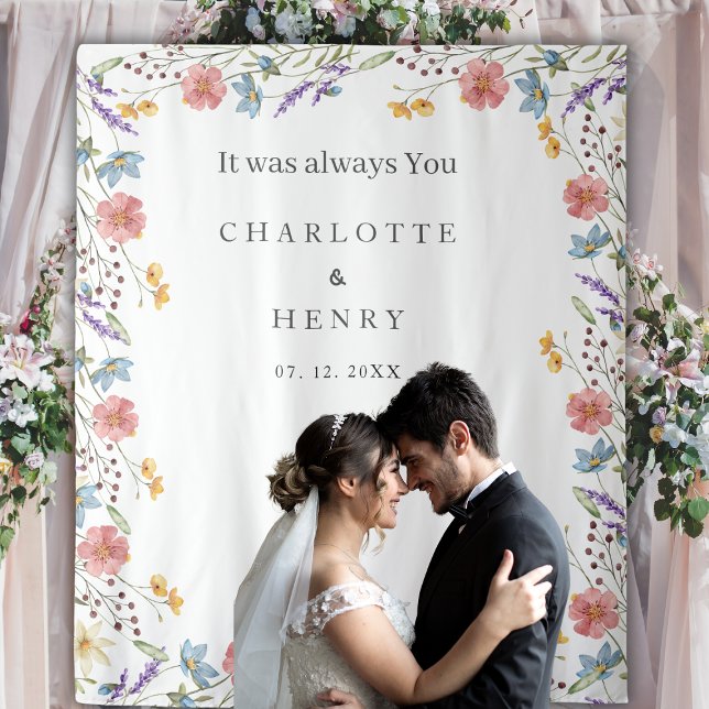 Whimsical Wildflowers Wedding Photo Backdrop (Creator Uploaded)