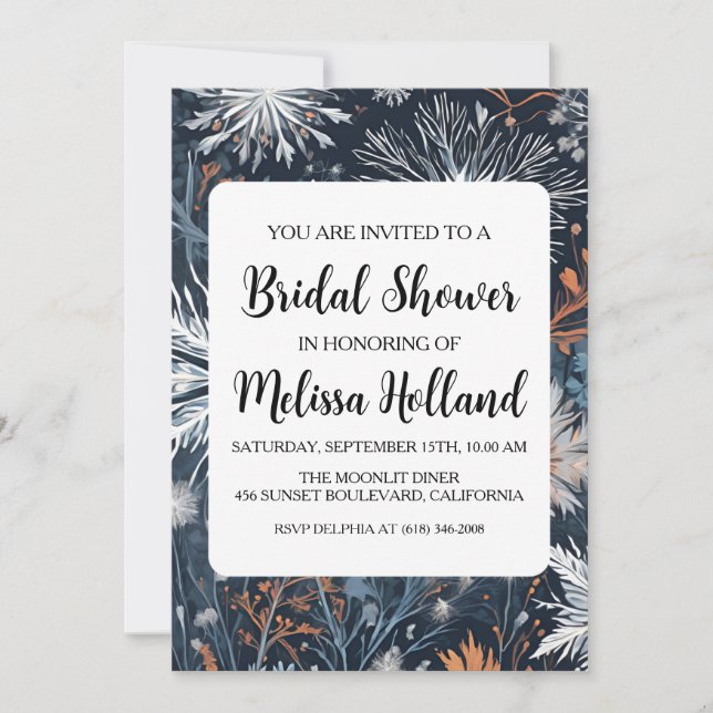 Whimsical wildflowers winter bridal shower invitation (Front)