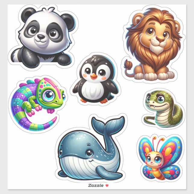 Whimsical Wildlife - 3D Animal Kingdom Sticker Set (Sheet)