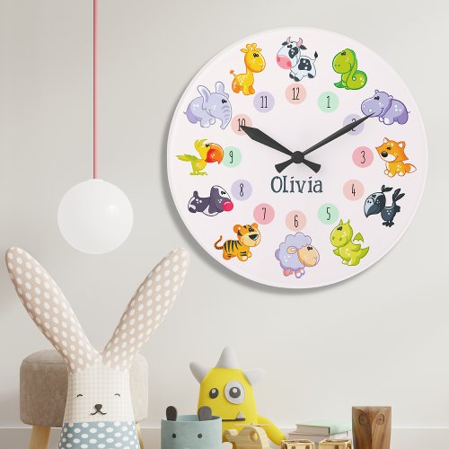 Whimsical Wildlife Adorable Animal Friends Large Clock