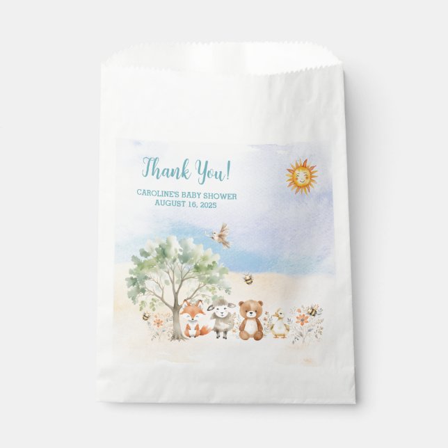 Whimsical Wildlife Animals Baby Shower Favor Bag (Front)