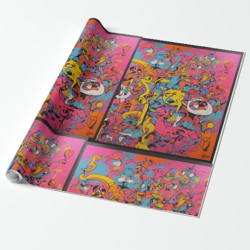 Whimsical Wildlife Cartoon Animal Collection  Wrapping Paper