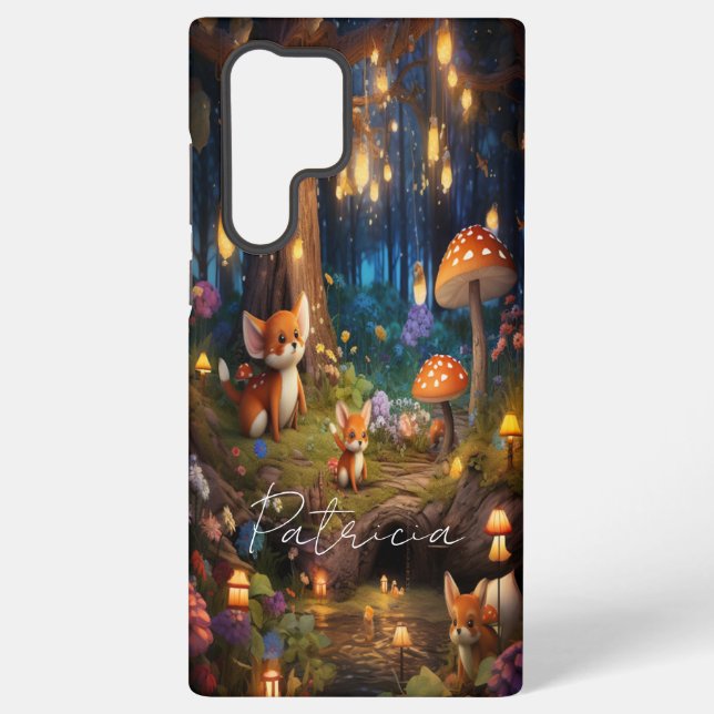 Whimsical Wildlife - Cute Animal Foxes Mushroom Samsung Galaxy Case (Back)