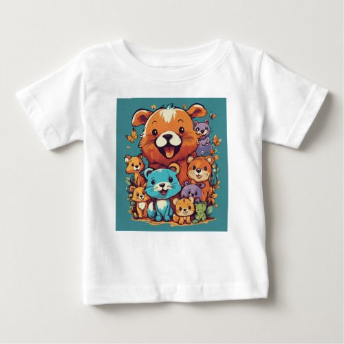 Whimsical Wildlife Kids Animal Adventure Baby T_Shirt