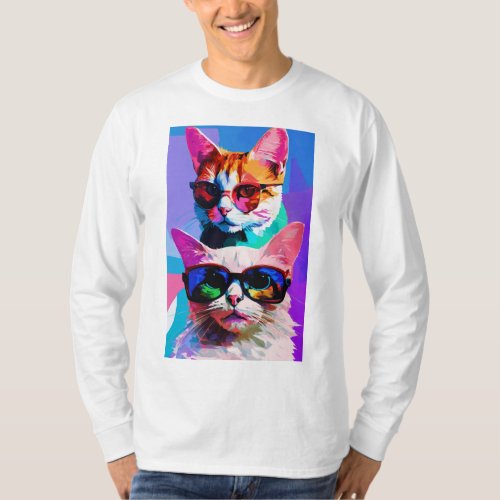 Whimsical Winged Felines Funny Cats Art T_Shirt D
