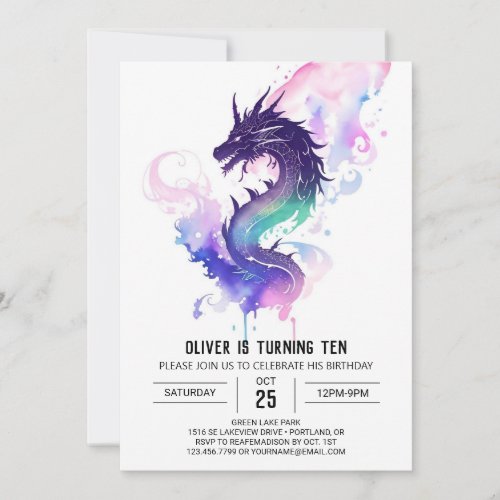 Whimsical Wings and Scales Dragon Birthday  Invitation