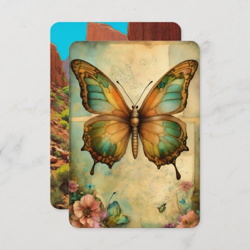 Whimsical Wings Butterfly Collage Thank You card