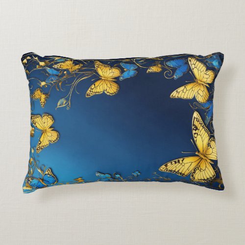 Whimsical Wings Metallic Butterfly Ballet on Pale Accent Pillow