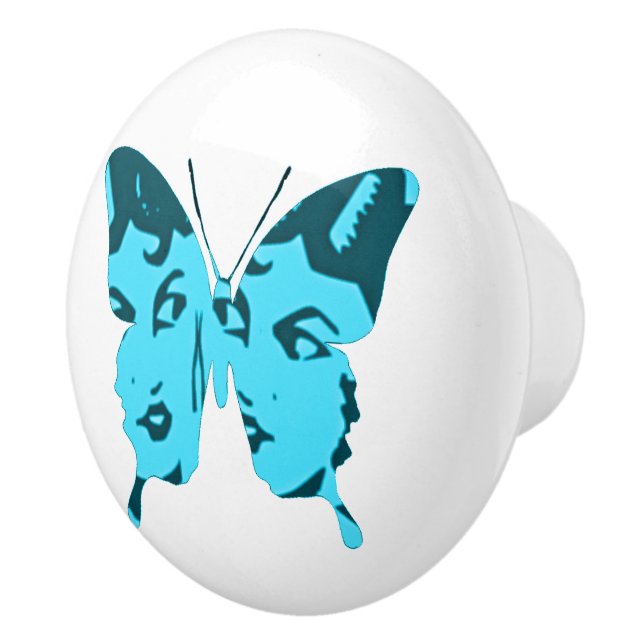Whimsical Wings: Teal Twins Ceramic Knob (Right)