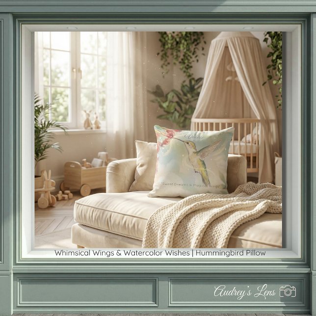 Whimsical Wings & Watercolor Wishes | Hummingbird  Throw Pillow (Whimsical Wings & Watercolor Wishes | Hummingbird Throw Pillow)