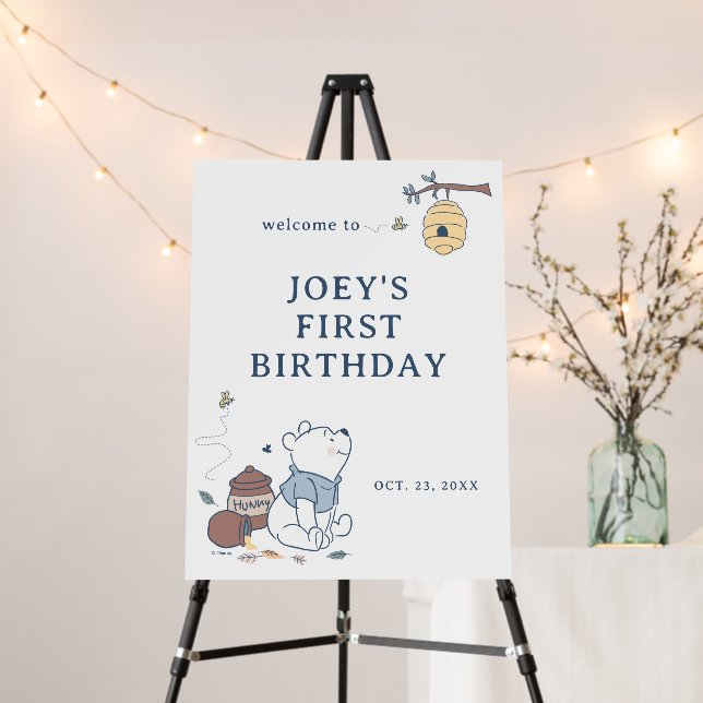 Whimsical Winnie The Pooh 1st Birthday Welcome Foam Board (In Situ (Stand))