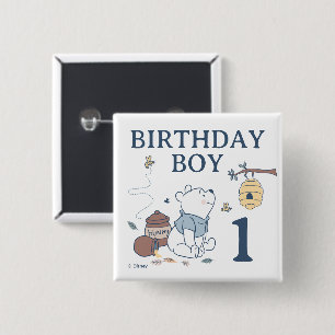 Whimsical Winnie the Pooh Birthday Boy Button