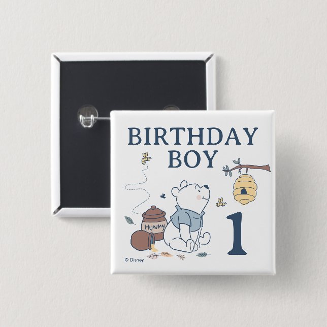 Whimsical Winnie the Pooh | Birthday Boy Button (Front & Back)