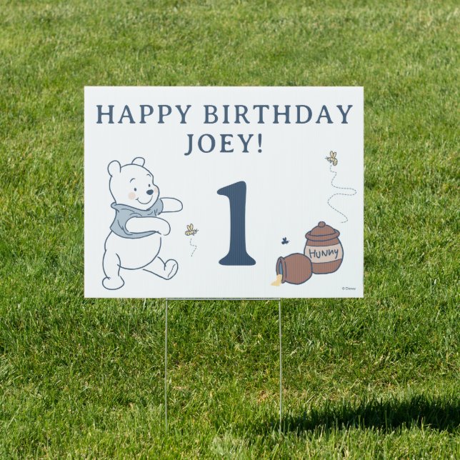 Whimsical Winnie The Pooh Birthday Sign (Insitu)