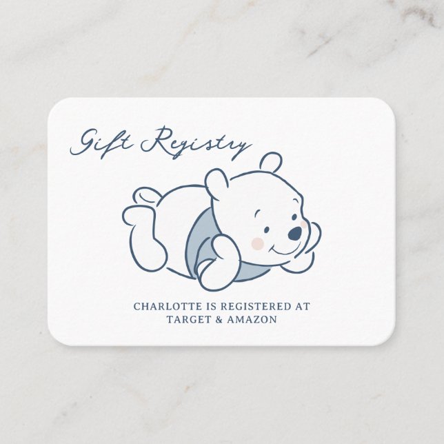Whimsical Winnie The Pooh Gift Registry Place Card (Front)