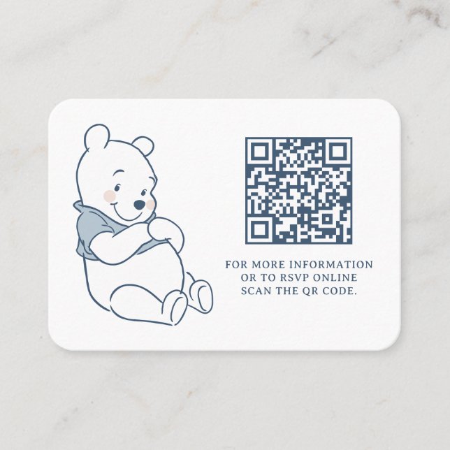 Whimsical Winnie The Pooh Gift Registry QR Place Card (Front)