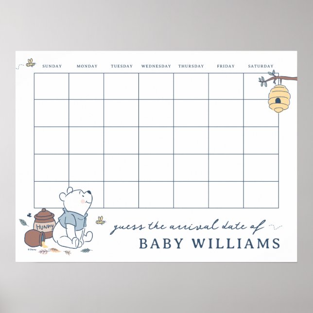 Whimsical Winnie the Pooh | Guess the Due Date Poster (Front)