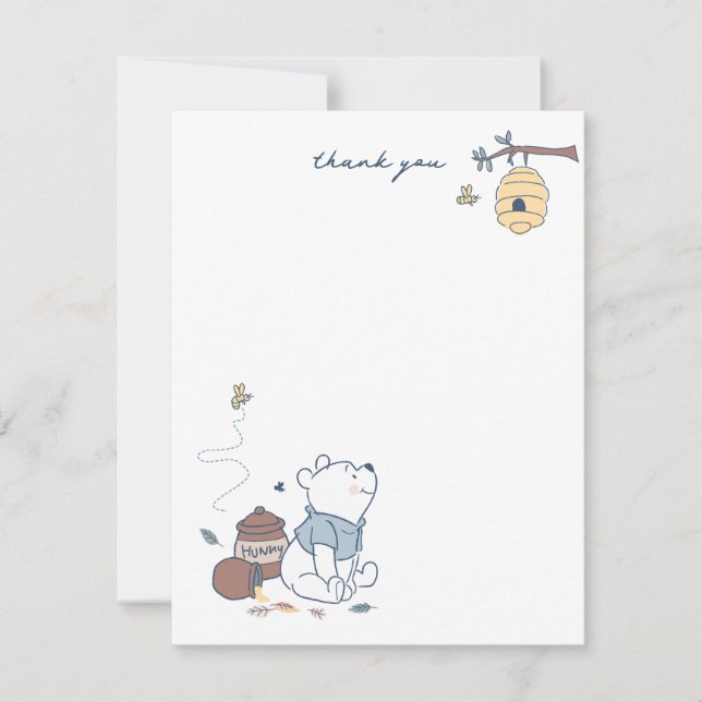 Whimsical Winnie the Pooh Hunny Baby Shower  Thank You Card (Front)