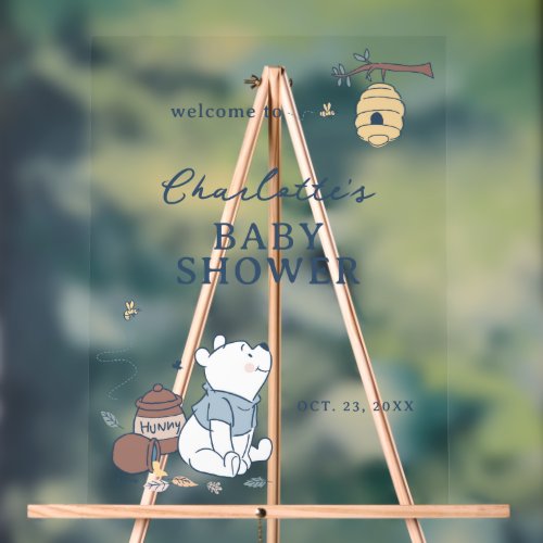 Whimsical Winnie The Pooh Shower Welcome Acrylic Sign