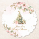 Whimsical Winter A merry Little baby shower Pink Paper Coaster<br><div class="desc">Whimsical Winter A merry Little baby shower Pink Paper Coaster 
Matching items available.</div>