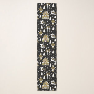 Whimsical Winter Animal Town Scarf