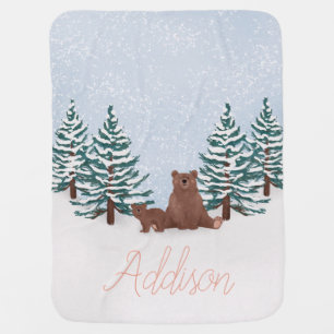 Whimsical Winter Bears and Woodland Wonderland Baby Blanket