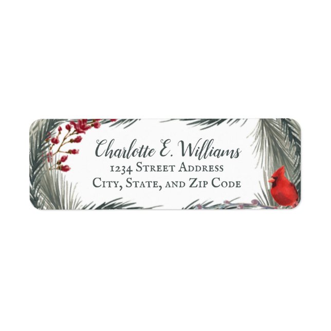 Whimsical Winter Cardinal Label (Front)