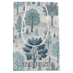 Whimsical Winter Castle Landscape in Blue & Grey Medium Gift Bag