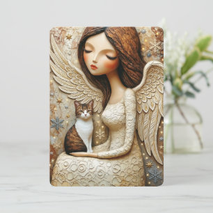 Whimsical Winter Cat Fairy Maiden Card