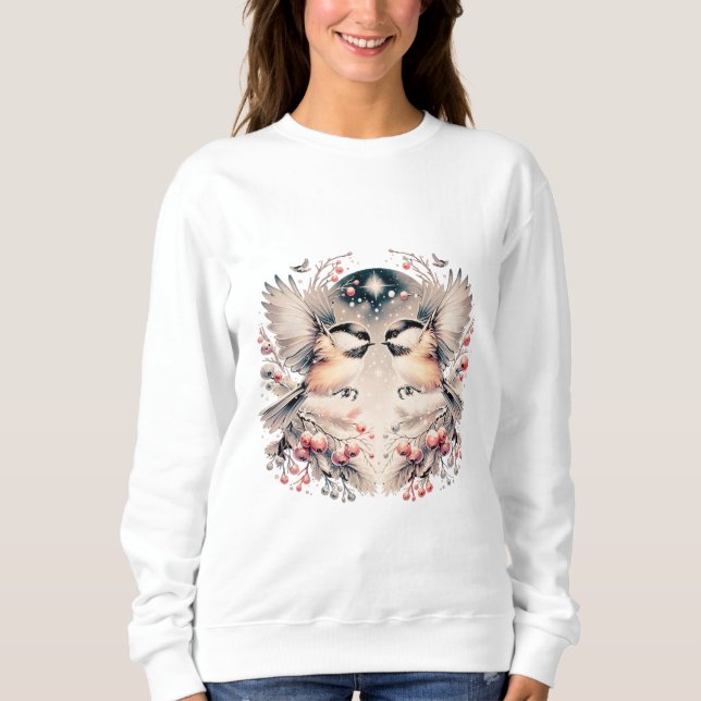 Whimsical Winter Chickadees Sweatshirt (Front)