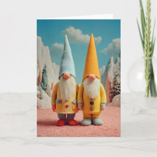 Whimsical Winter Christmas Gnome Pair Holiday Card
