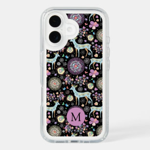 Whimsical Winter Deer Snowflakes Pattern Monogram iPhone 16 Case
