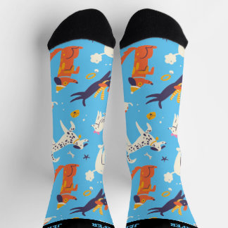 Whimsical Winter Dog Pattern Cute Puppy Socks