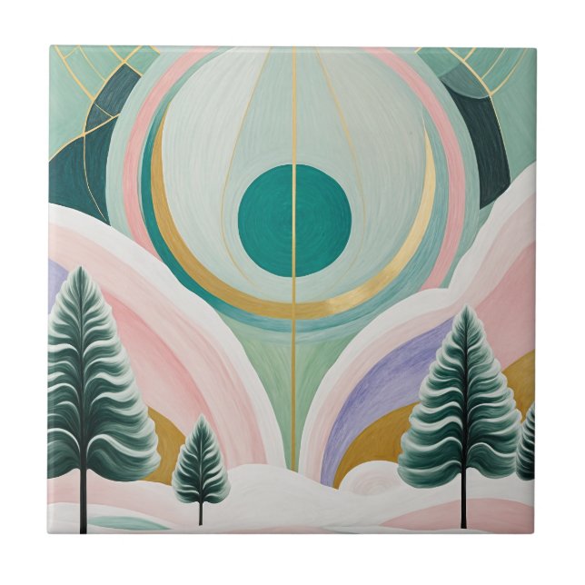 Whimsical Winter Dreamscape Ceramic Tile (Front)