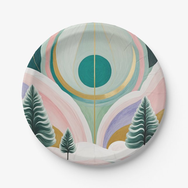 Whimsical Winter Dreamscape Paper Plates (Front)