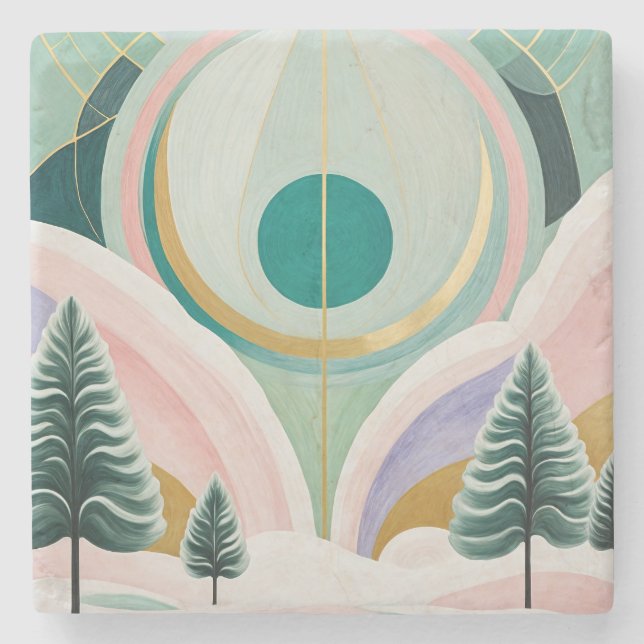Whimsical Winter Dreamscape Stone Coaster (Front)