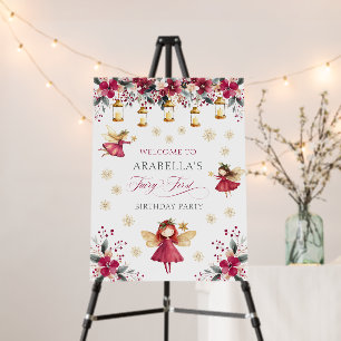 Whimsical Winter Fairy First Birthday Welcome Sign