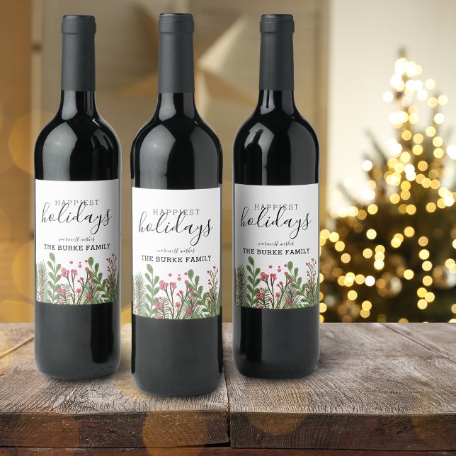 Whimsical Winter Foliage Personalize Wine Label (Whimsical Winter Foliage Personalize Wine Label)