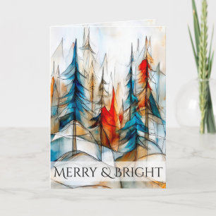 Whimsical Winter Forest Christmas Holiday Card