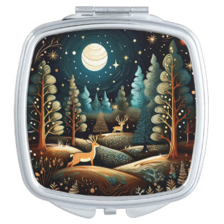 Whimsical Winter Forest Compact Mirror